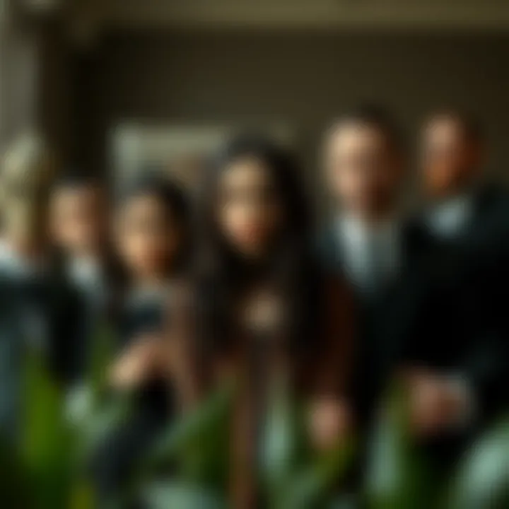 Artistic representation of the core Addams Family characters in a modern setting