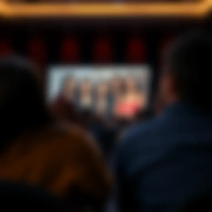 An audience watching a television screen featuring the Kardashians