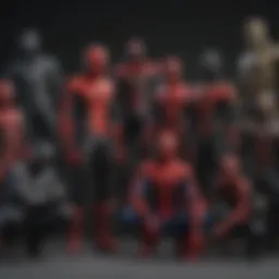 A collage of various Spidermen showcasing their unique designs