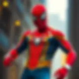 Concept art showcasing Spider-Man's vibrant costume design.