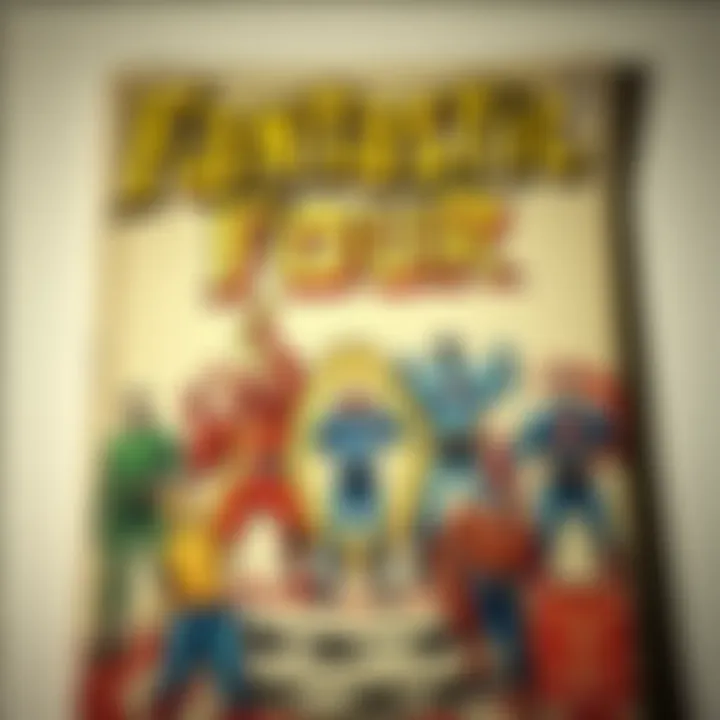 A collage of significant comic book covers featuring the Fantastic Four throughout the decades