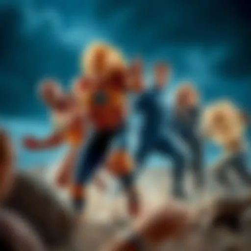Fantastic Four in Action The original artwork depicting the Fantastic Four in action showcasing their powers