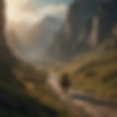 The Fellowship Begins Their Journey A dramatic scene capturing the Fellowship of the Ring embarking on their epic quest.