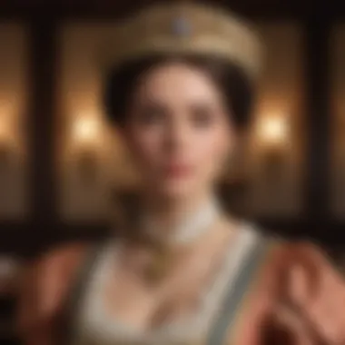 A close-up of a character in period attire, capturing the essence of personal ambition and societal roles.