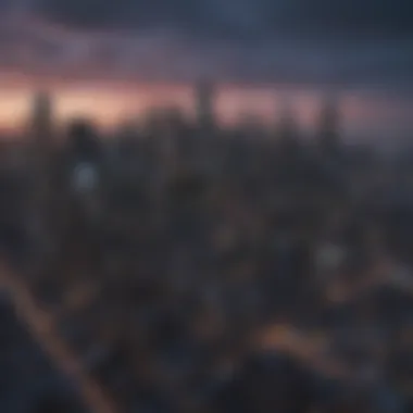 Gotham City skyline at dusk