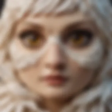 A close-up of Hedwig's expressive eyes and feathers, highlighting the craftsmanship involved in the LEGO design.