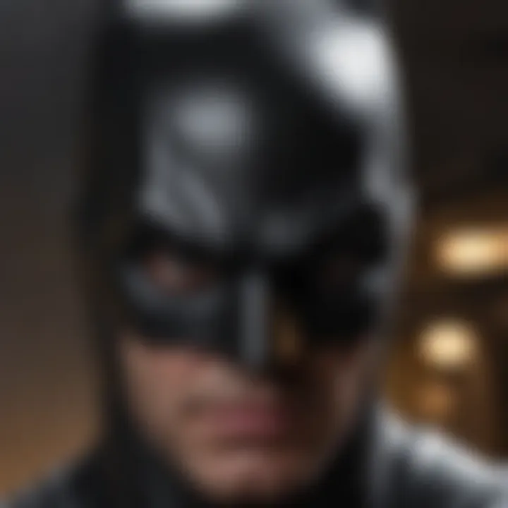 Close-up of the intense gaze of Batman in his iconic cowl