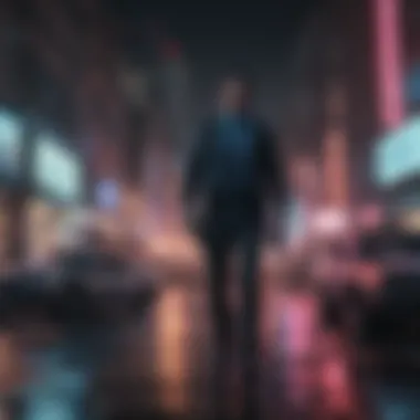 Adrenaline-Pumping Action Sequences Intense gunfight in a neon-lit cityscape