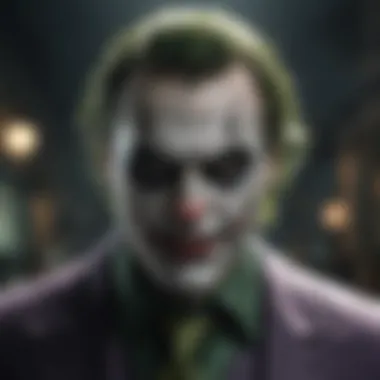 Enigmatic depiction of the Joker in a moment of chaos