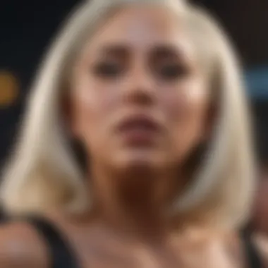 Intense Emotion: A Close-Up from Lady Gaga's Jazz Concert Close-up of Lady Gaga during a jazz concert