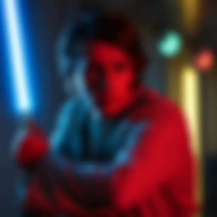 Luke Skywalker wielding his iconic lightsaber during a pivotal moment