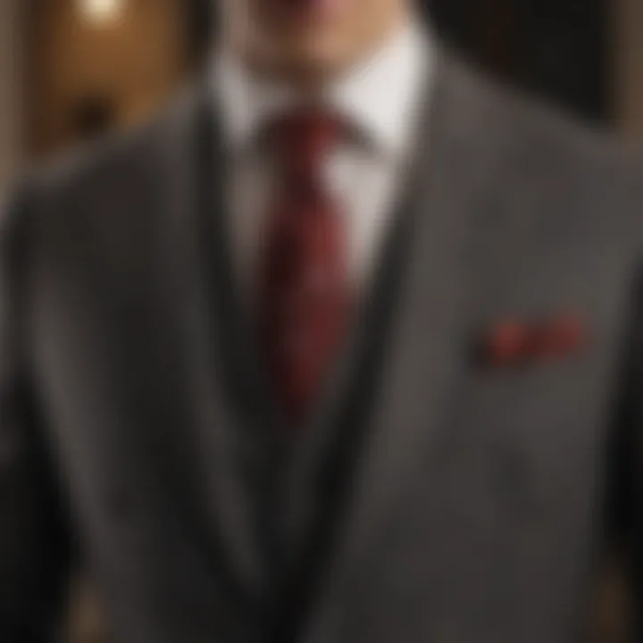 Luxurious tailored suit with intricate tweed pattern