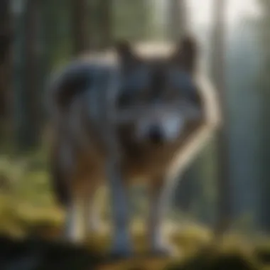 Enigmatic Presence Majestic wolf in cinematic scenery