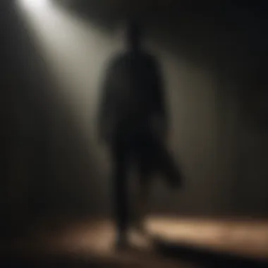 Mysterious silhouette emerging from the shadows