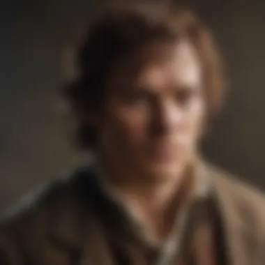 An iconic moment from Outlander showcasing the lead characters