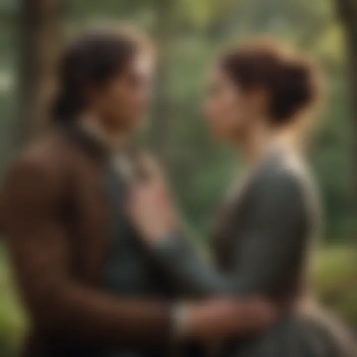 A visual representation of key thematic elements in Outlander, such as love, conflict, and survival