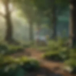 Illustration of Pokémon Legends Arceus characters in a lush forest