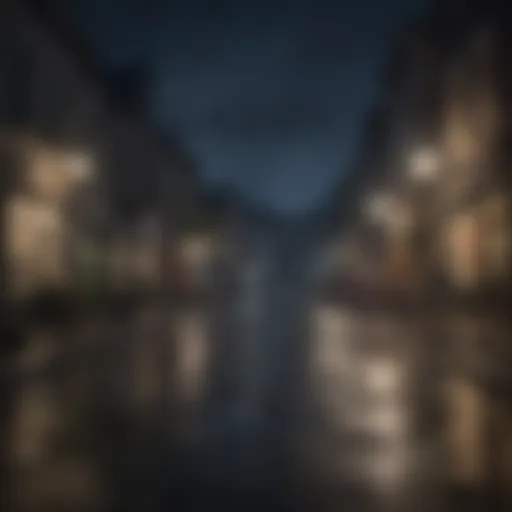 Artistic depiction of a quiet town at night