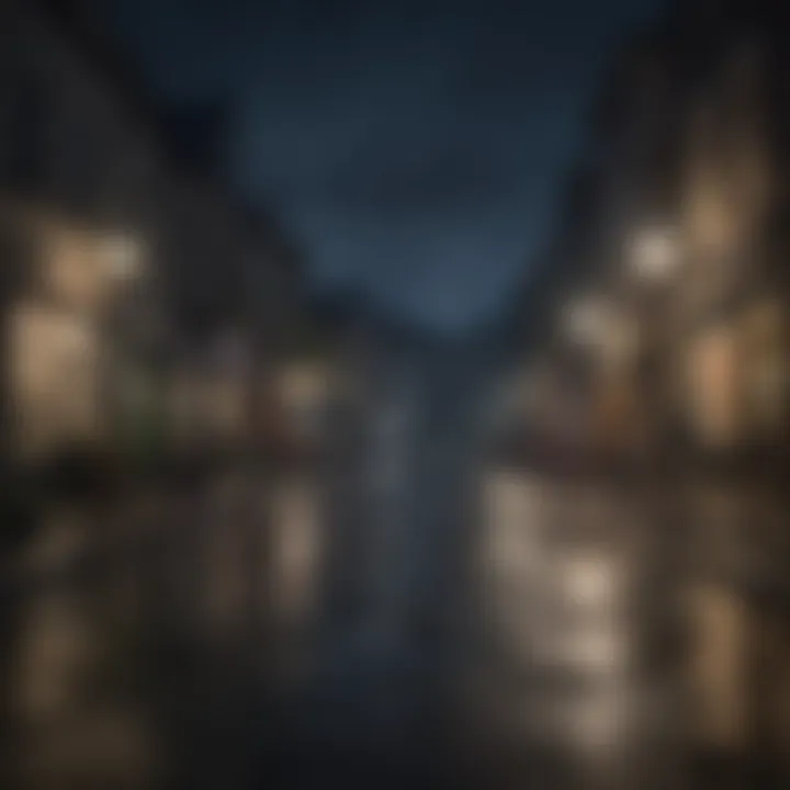 Artistic depiction of a quiet town at night