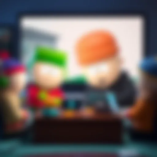 Illustration of South Park characters discussing streaming options