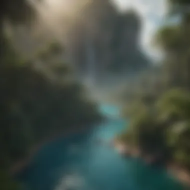 Tropical Oasis: Setting the Stage Spectacular aerial view of a lush tropical island