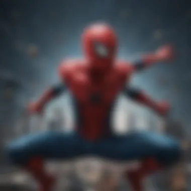 A cinematic poster showcasing multiple Spider-Man universes colliding