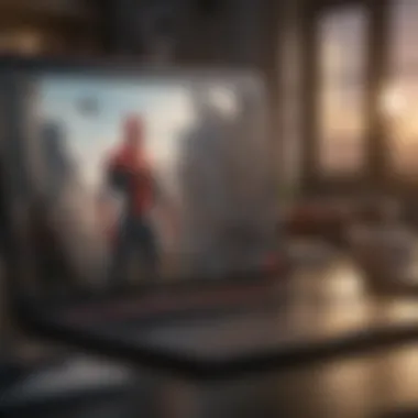 Laptop displaying Spider-Man: No Way Home in HD