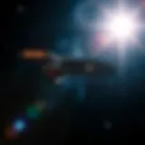 USS Discovery in the Cosmos The USS Discovery spaceship in deep space