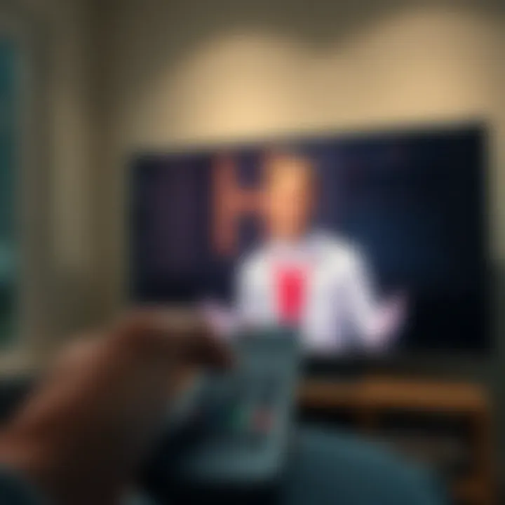 Remote control and TV screen