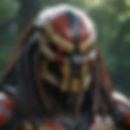 An artistic representation of the Predator character in a cinematic setting