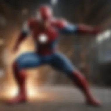Dynamic portrayal of a superhero in action Superhero in action