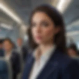 A captivating scene from 'The Airline Stewardess' showcasing the main character in a moment of introspection.