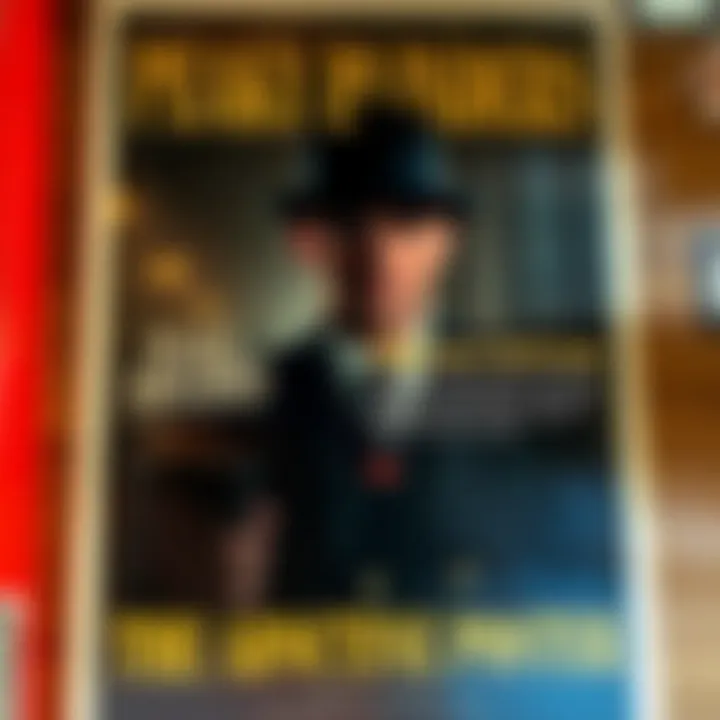 A striking poster showcasing the iconic Peaky Blinders aesthetic, featuring vintage motifs and dark color palettes.