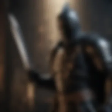 The Black Knight's Valor The Black Knight wielding his sword in a dramatic pose