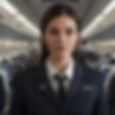 Navigating Challenges A flight attendant navigating a complex in-flight situation