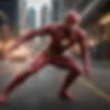 The Flash in action, showcasing his speed and agility.