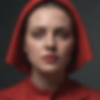 Dramatic scene from The Handmaid's Tale showcasing the stark contrast of colors.