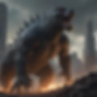 Iconic Godzilla destroying a cityscape