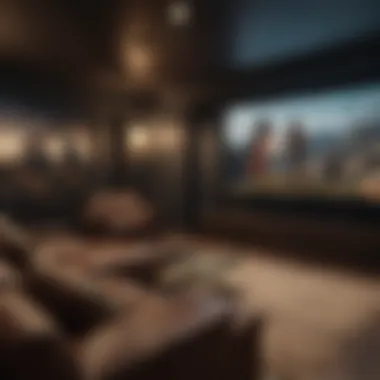 Engaging Home Theater Experience A viewer engaged in a cinematic experience in a home theater