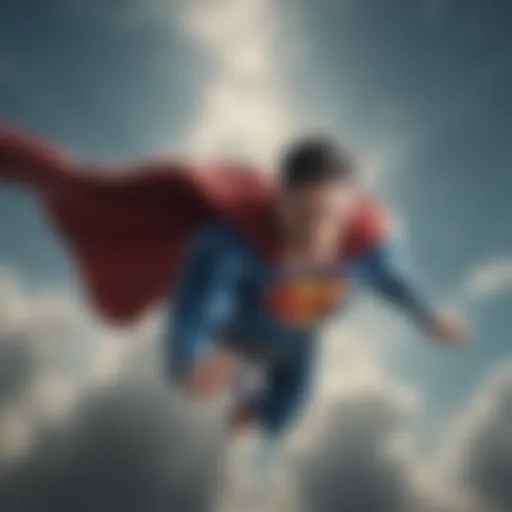 A dynamic illustration of Superman soaring through the sky, embodying hope and strength