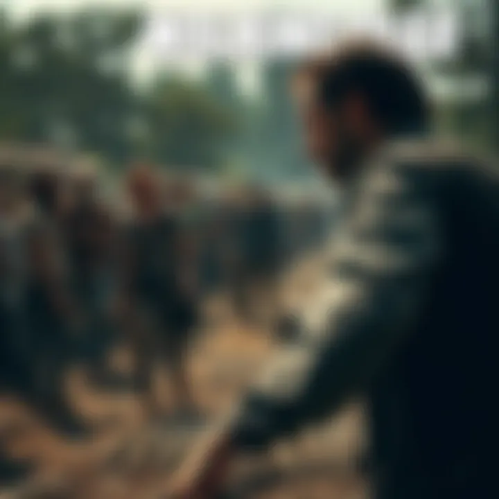 A dramatic scene depicting a pivotal moment in the series