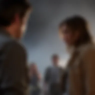 A tense moment between characters in The Walking Dead