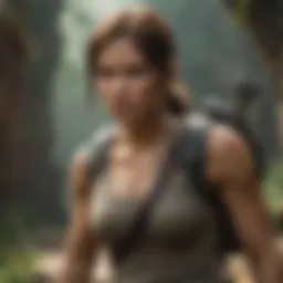 Lara Croft in action, showcasing her adventurous spirit