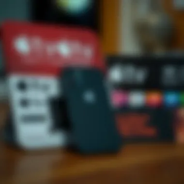 Apple TV Subscription Promotion with New iPhone A new iPhone alongside promotional materials for Apple TV subscription