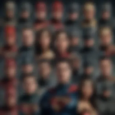 Key Justice League Characters Collage of key Justice League characters from various media adaptations
