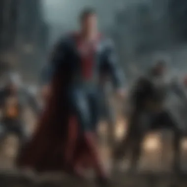 Justice League in Action Artist's depiction of the Justice League in action against a formidable foe