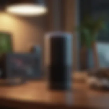 Echo device surrounded by ambient smart home lighting