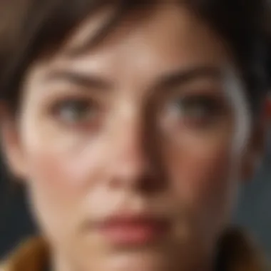 The Complexity of the Protagonist Close-up of the protagonist, showcasing her determination and complexity.