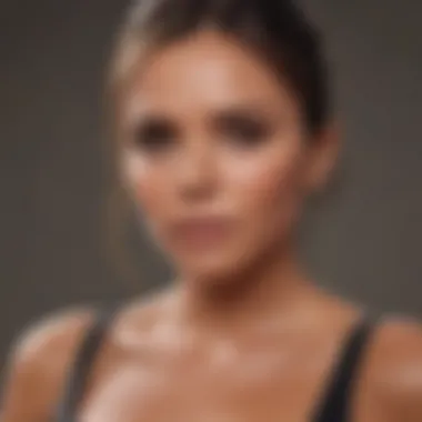 Close-up of Victoria Beckham during an interview reflecting on beauty standards