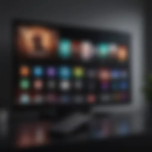 Smartphone displaying Apple TV app interface with a vibrant show